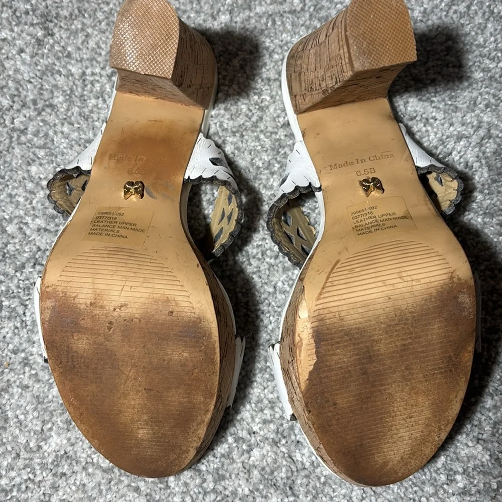 Vintage Victoria's Secret White leather Platform heels Cork heel cutout sandal
